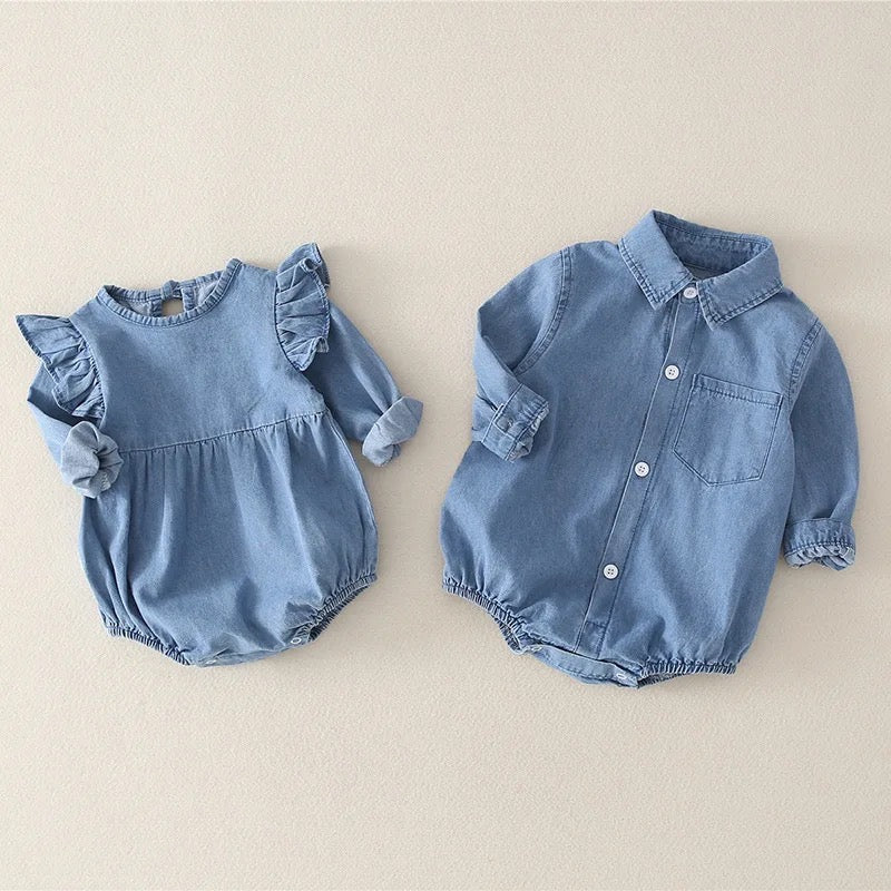 Denim baby cheap romper